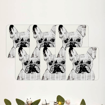 Modern French Bulldog Portrait Wooden Coasters Set of 6