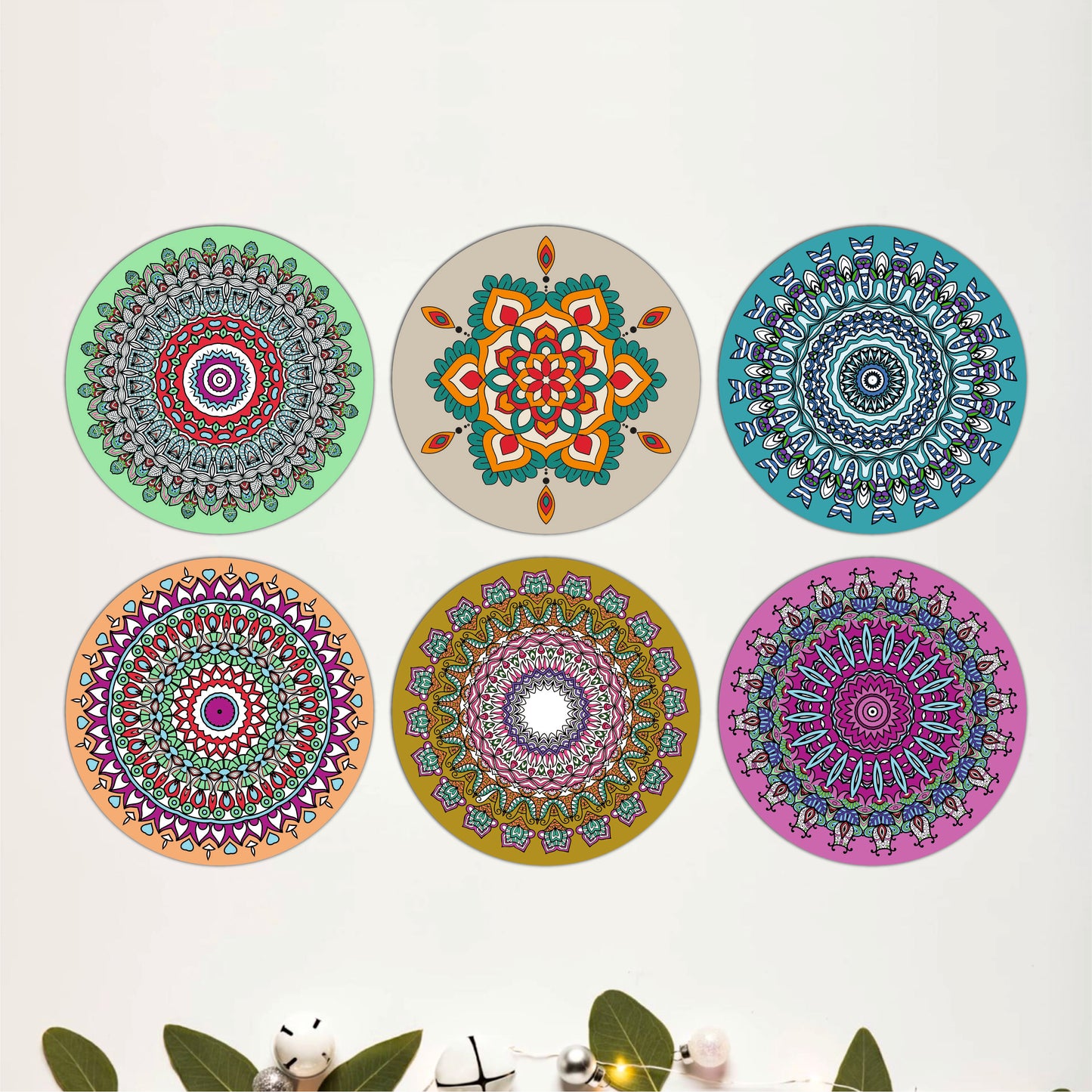 Sacred Geometry Round Wooden Coasters Set of 6