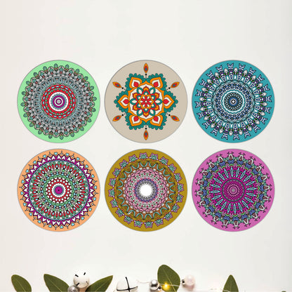 Sacred Geometry Round Wooden Coasters Set of 6