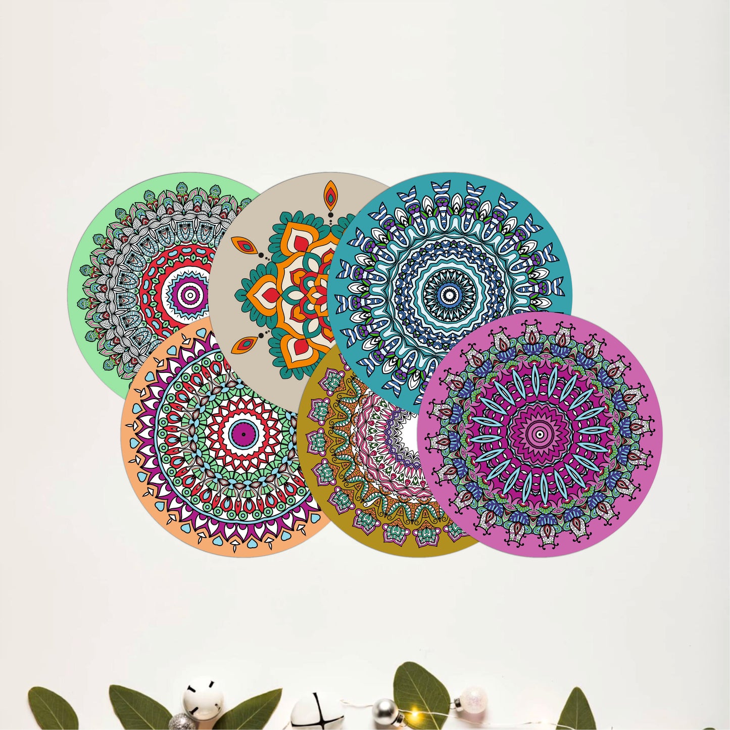 Sacred Geometry Round Wooden Coasters Set of 6