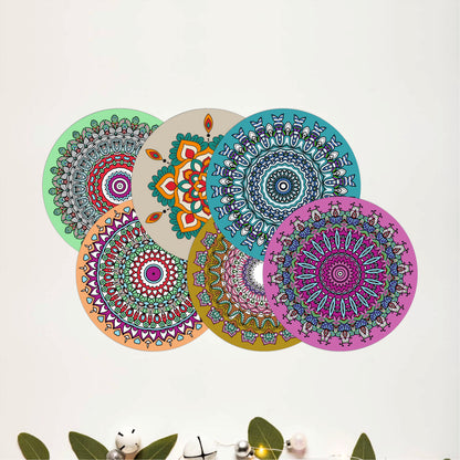Sacred Geometry Round Wooden Coasters Set of 6