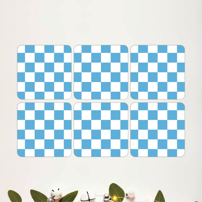 Blue Checker Coasters Pack of 6