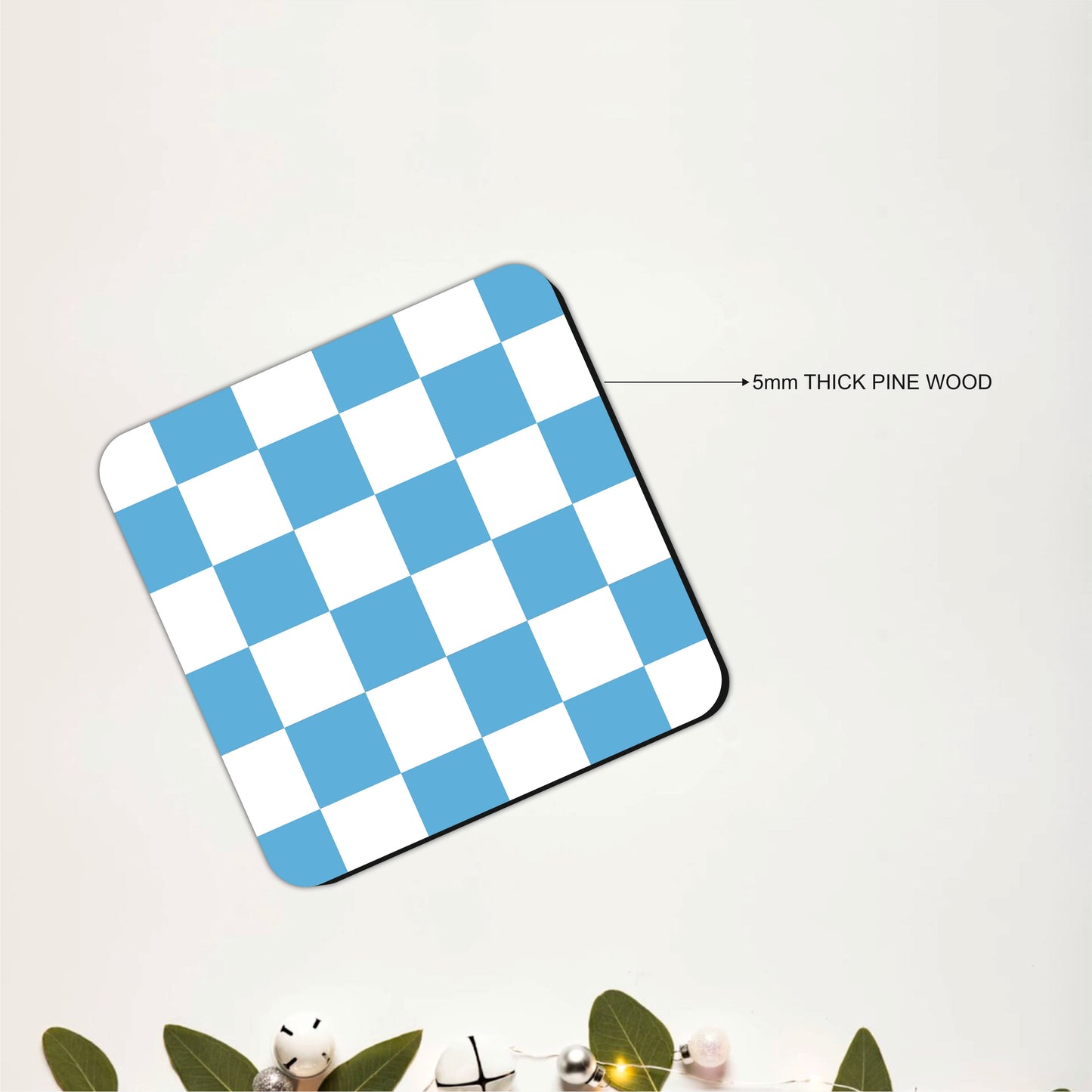 Blue Checker Coasters Pack of 6