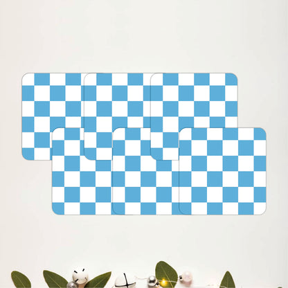 Blue Checker Coasters Pack of 6