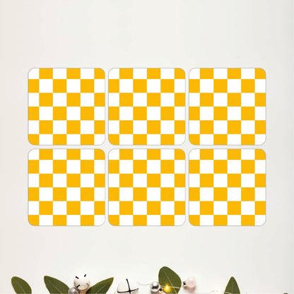 Golden Checker Coasters Pack of 6