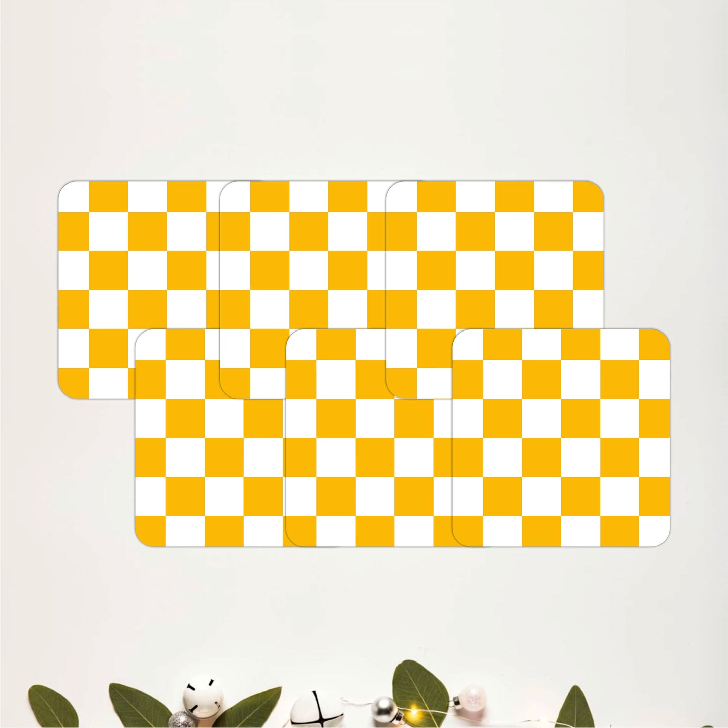 Golden Checker Coasters Pack of 6