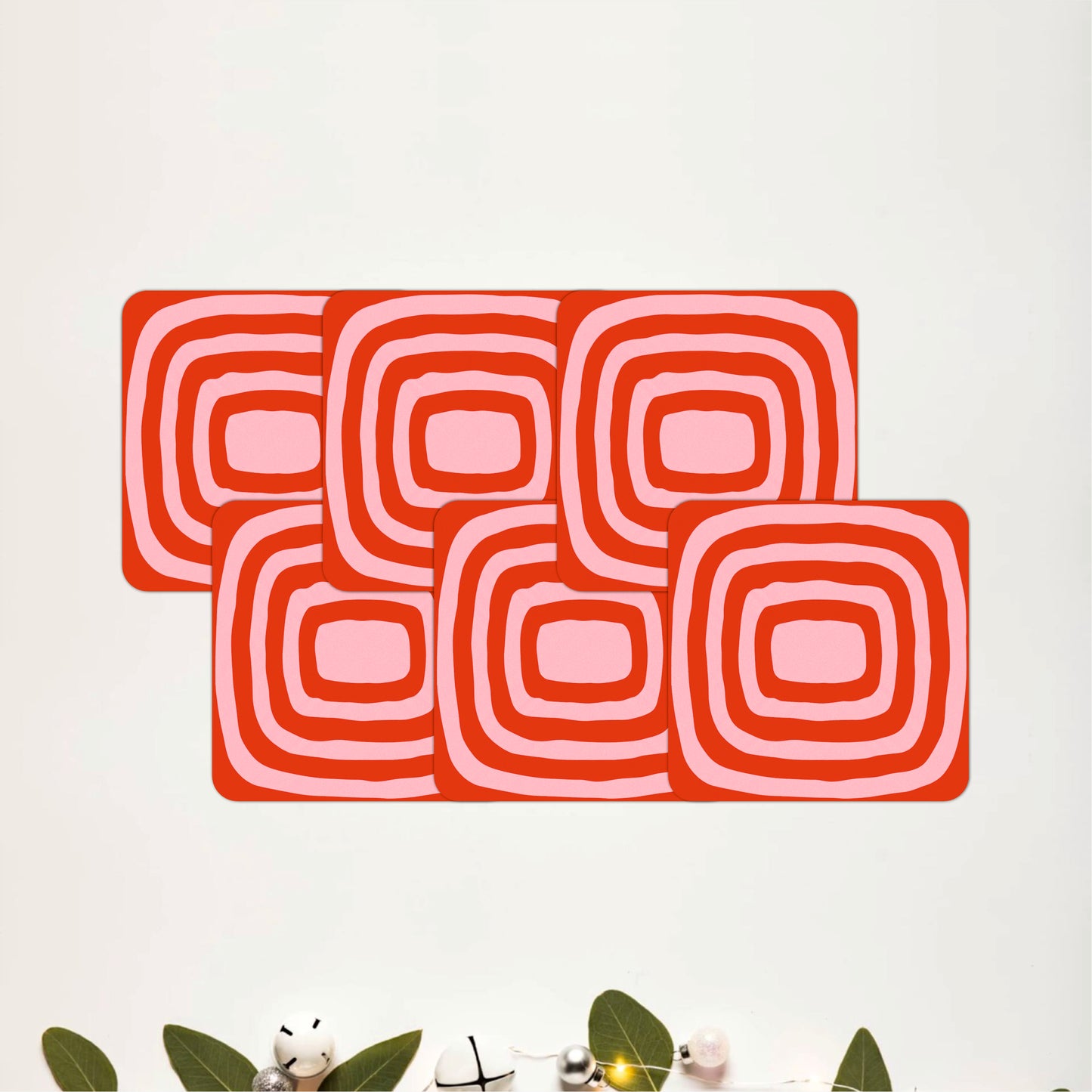 Coral Retro Coasters Pack of 6
