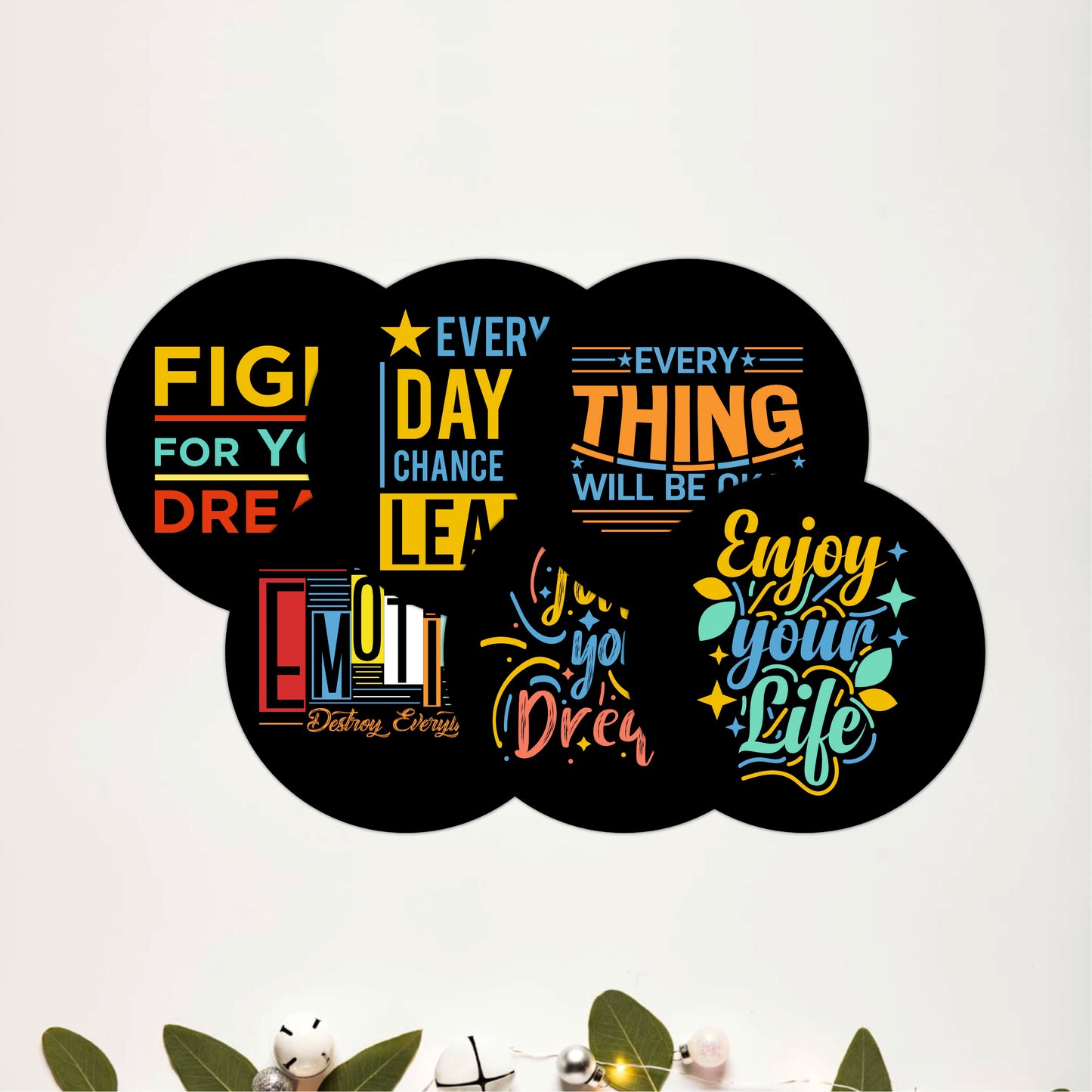 Positive Mindset Wooden Coasters Set of 6