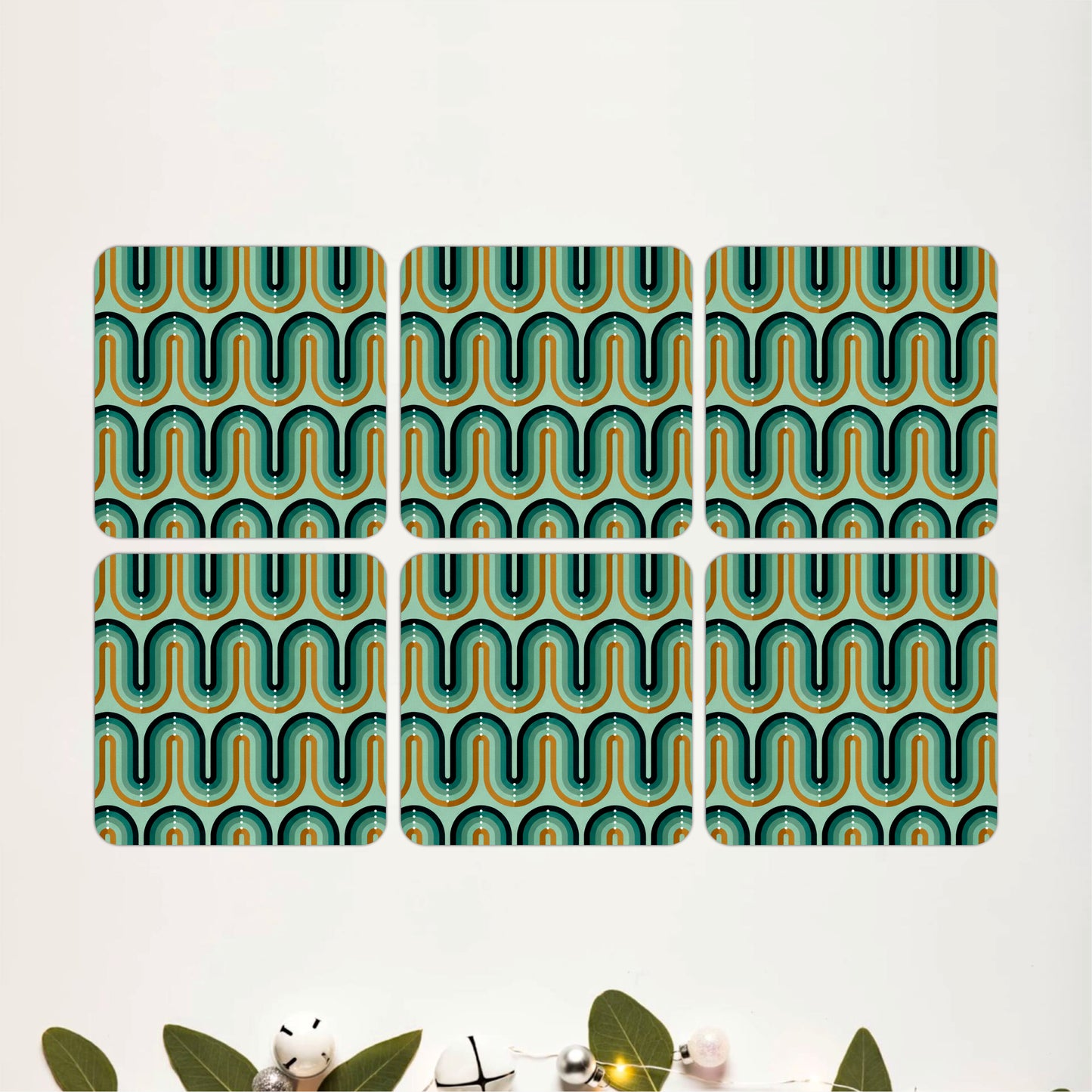 Teal Retro Coasters Pack of 6