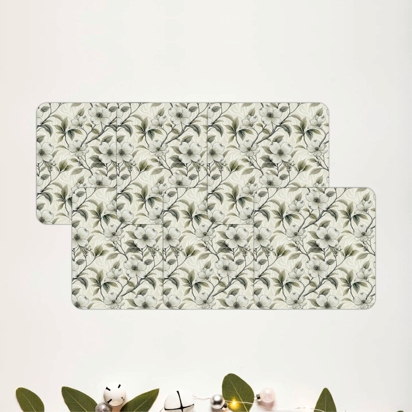 Ivory Floral Coasters Pack of 6