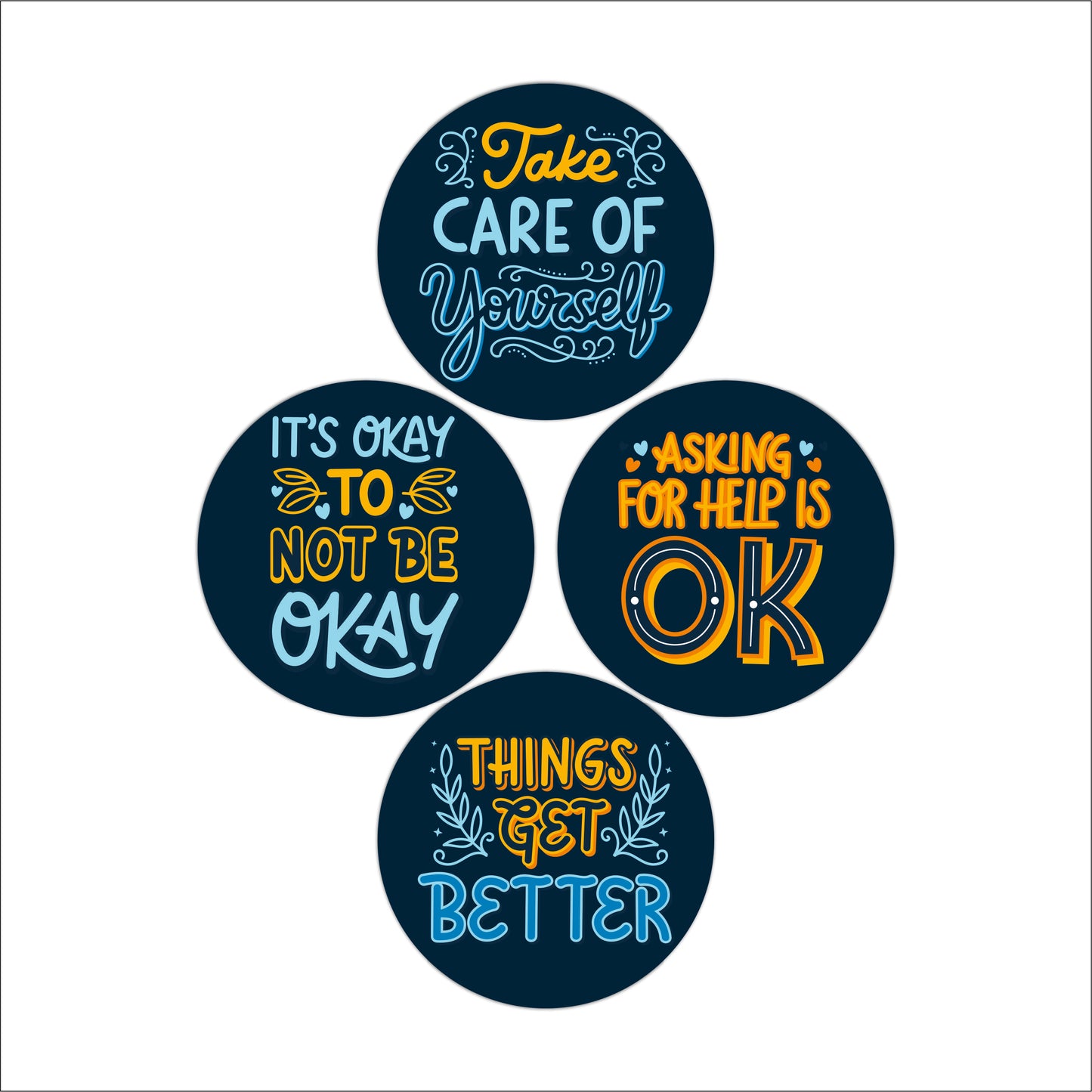 Self Love & Wellness Wooden Coasters Set of 4