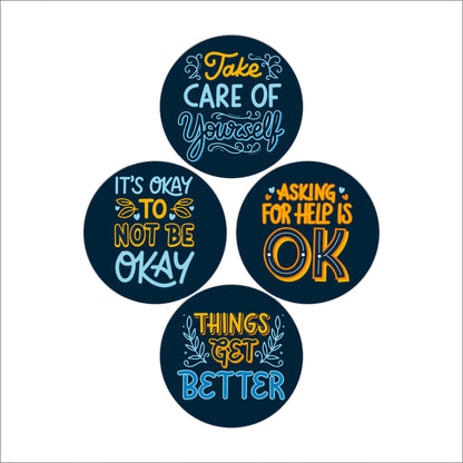 Self Love & Wellness Wooden Coasters Set of 4