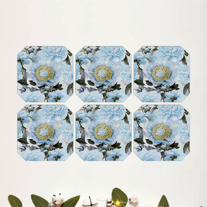 Blue Peony Bloom Coasters Set Of 6