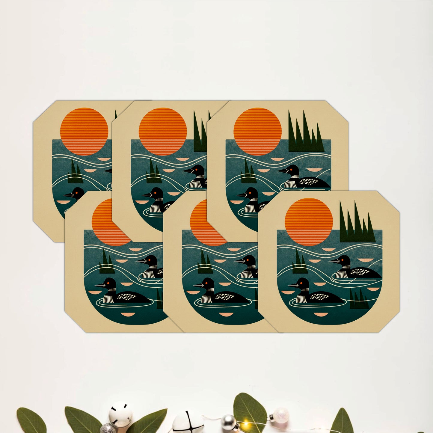 Sunset Loon Lake Coaster Set Of 6
