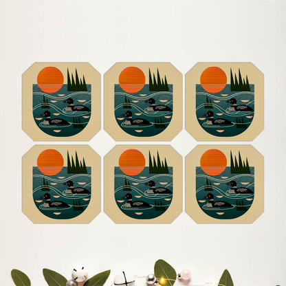 Sunset Loon Lake Coaster Set Of 6