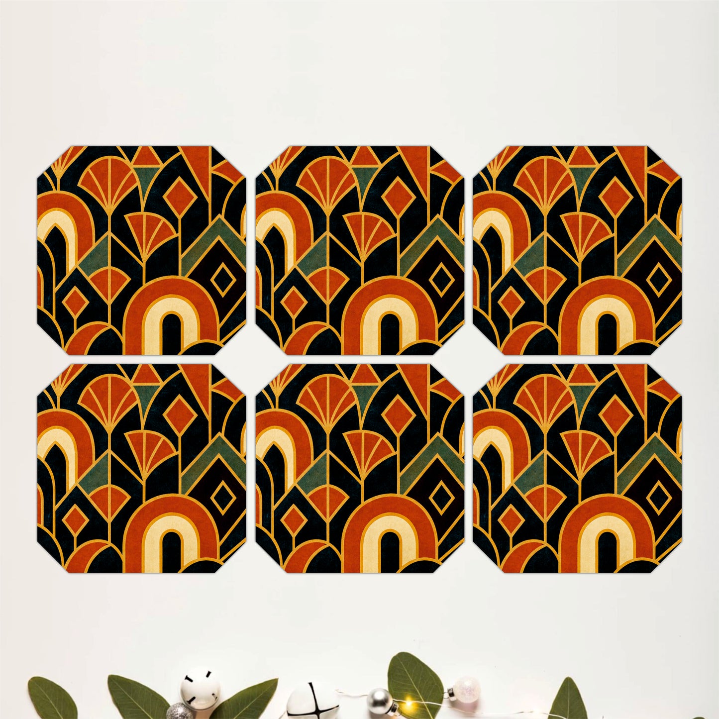 Rustic Deco Pattern Coaster Set of 6