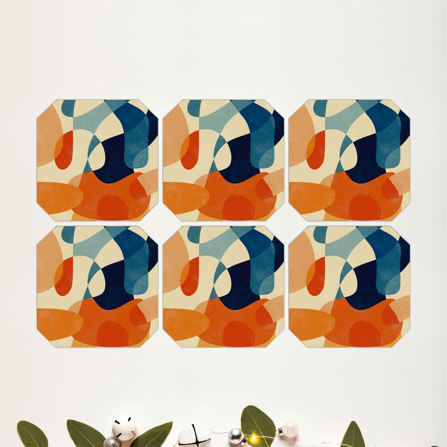 Warm Abstract Layers Coasters Set Of 6