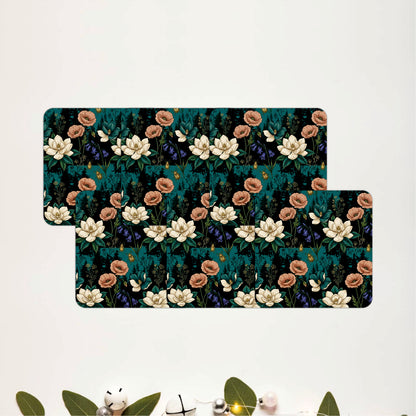 Midnight Botanical Bloom Wooden Coasters Set of 6
