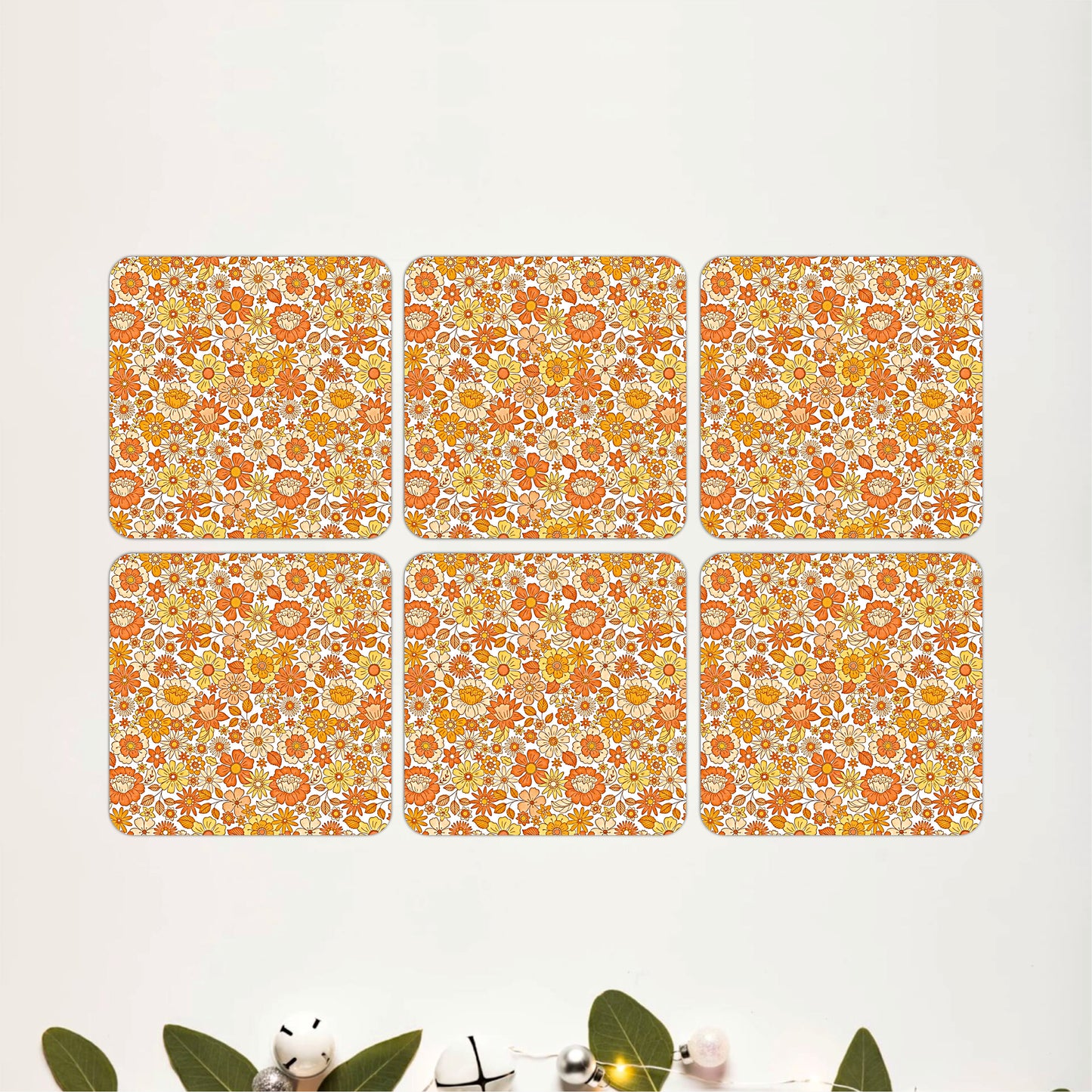 Vintage Floral Meadow Wooden Coasters Set of 6