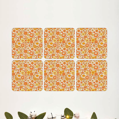 Vintage Floral Meadow Wooden Coasters Set of 6