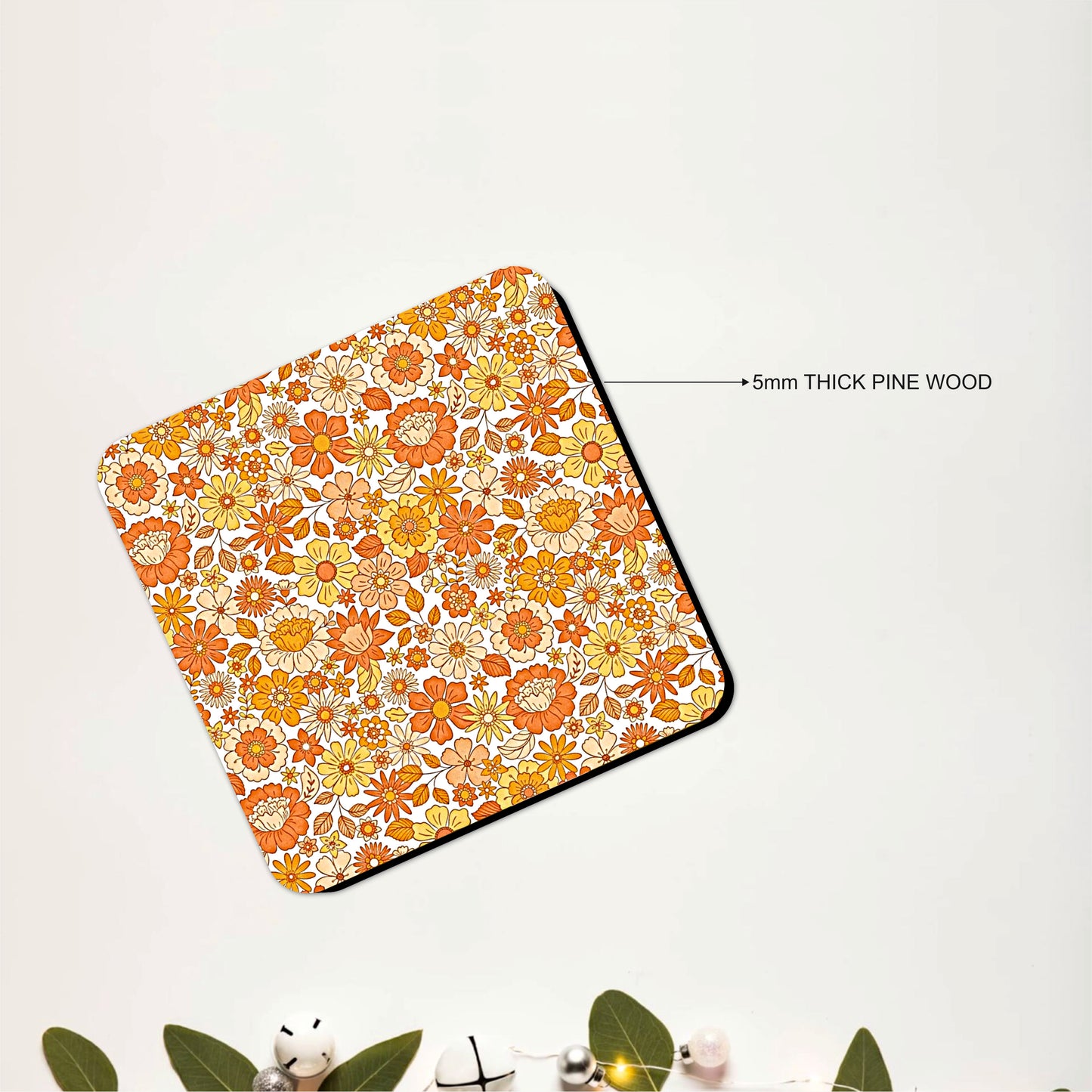Vintage Floral Meadow Wooden Coasters Set of 6