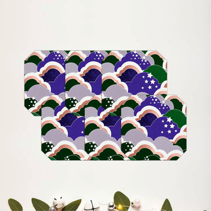 Celestial Cloud Pattern Wooden Coasters Set of 6