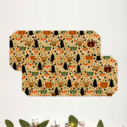Woodland Animal Pattern Wooden Coasters Set of 6