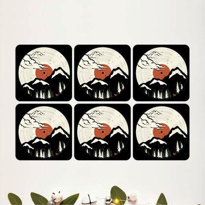 Vintage Mountain Sunset Wooden Coasters Set of 6