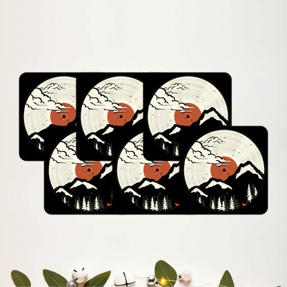 Vintage Mountain Sunset Wooden Coasters Set of 6