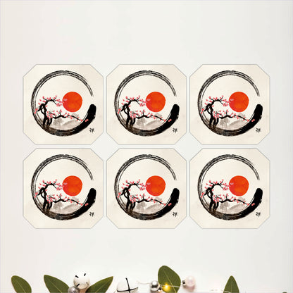 Zen Cherry Blossom Wooden Coasters Set of 6
