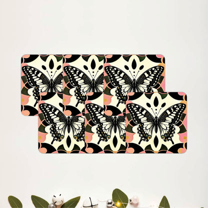 Vintage Butterfly Botanical Wooden Coasters Set of 6