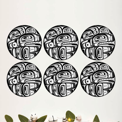 Tribal Abstract Pattern Wooden Coasters Set of 6