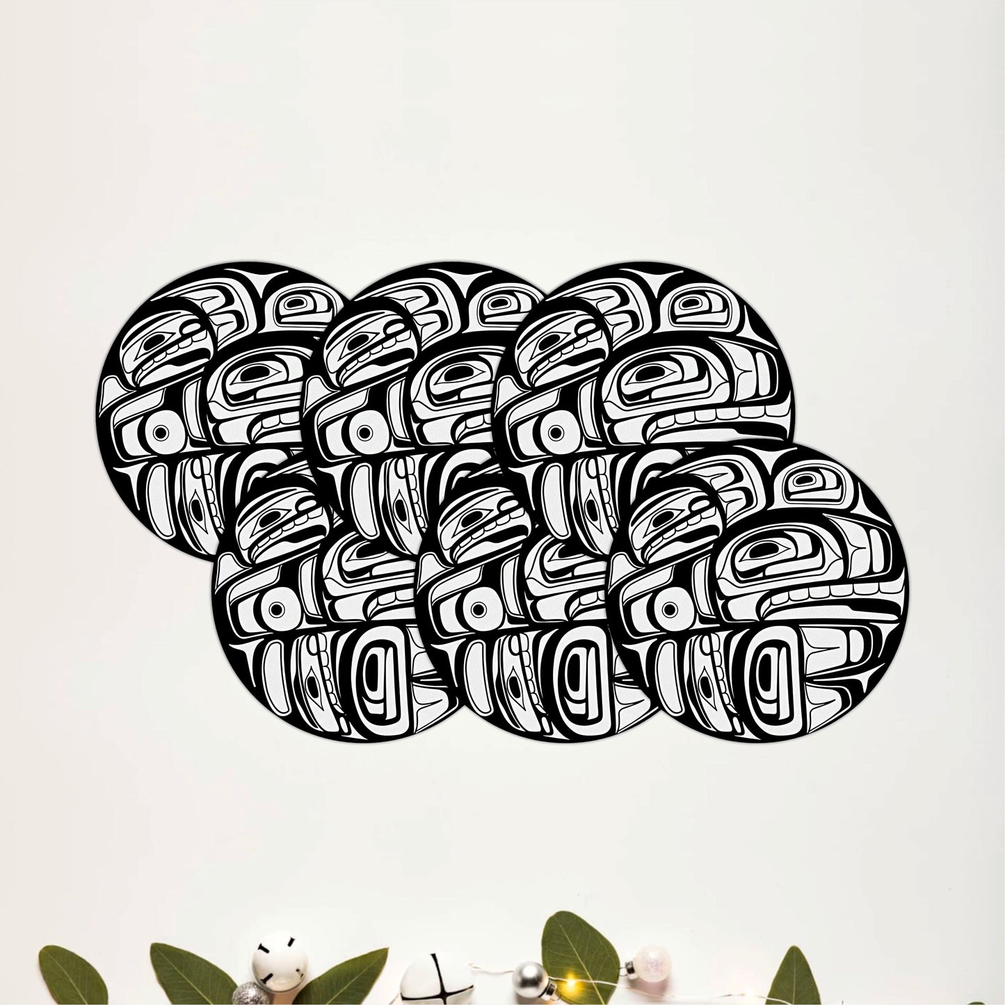 Tribal Abstract Pattern Wooden Coasters Set of 6