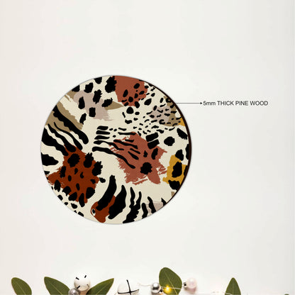 Abstract Wildlife Pattern Wooden Coasters Set of 6