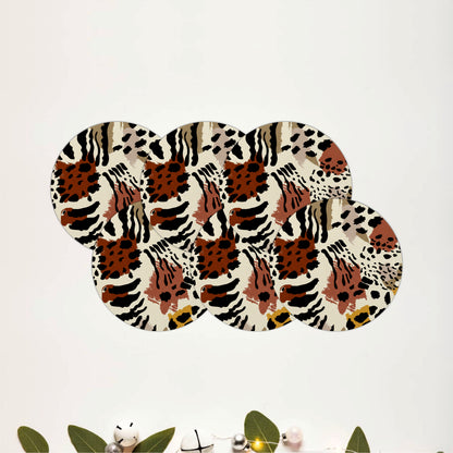 Abstract Wildlife Pattern Wooden Coasters Set of 6