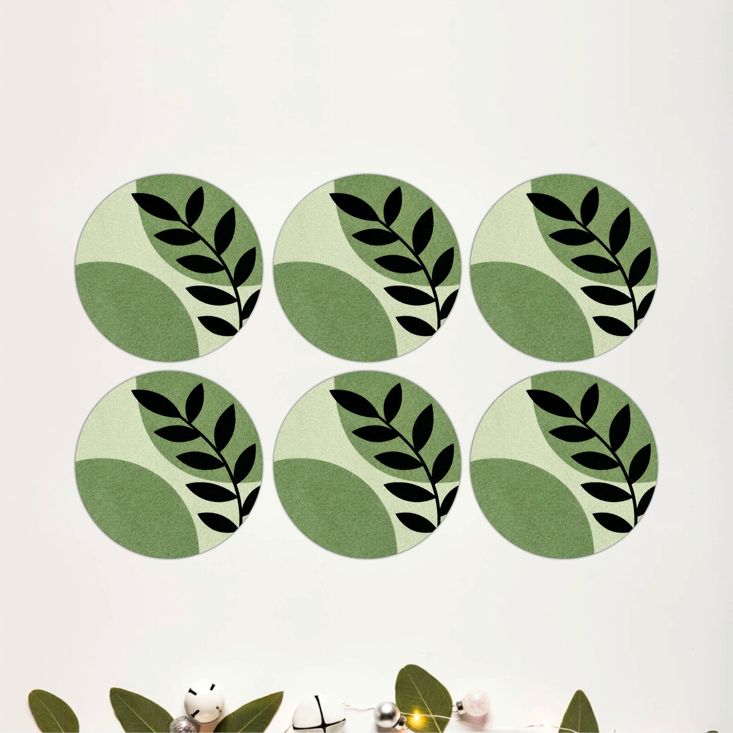 Minimal Botanical Leaf Wooden Coasters Set of 6