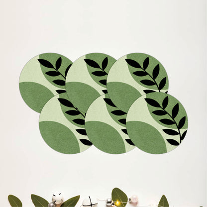 Minimal Botanical Leaf Wooden Coasters Set of 6