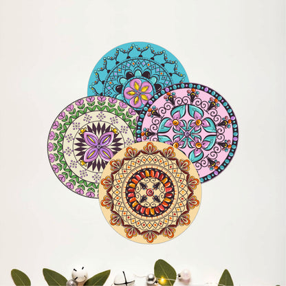 Sacred Geometry Round Wooden Coasters Set of 4
