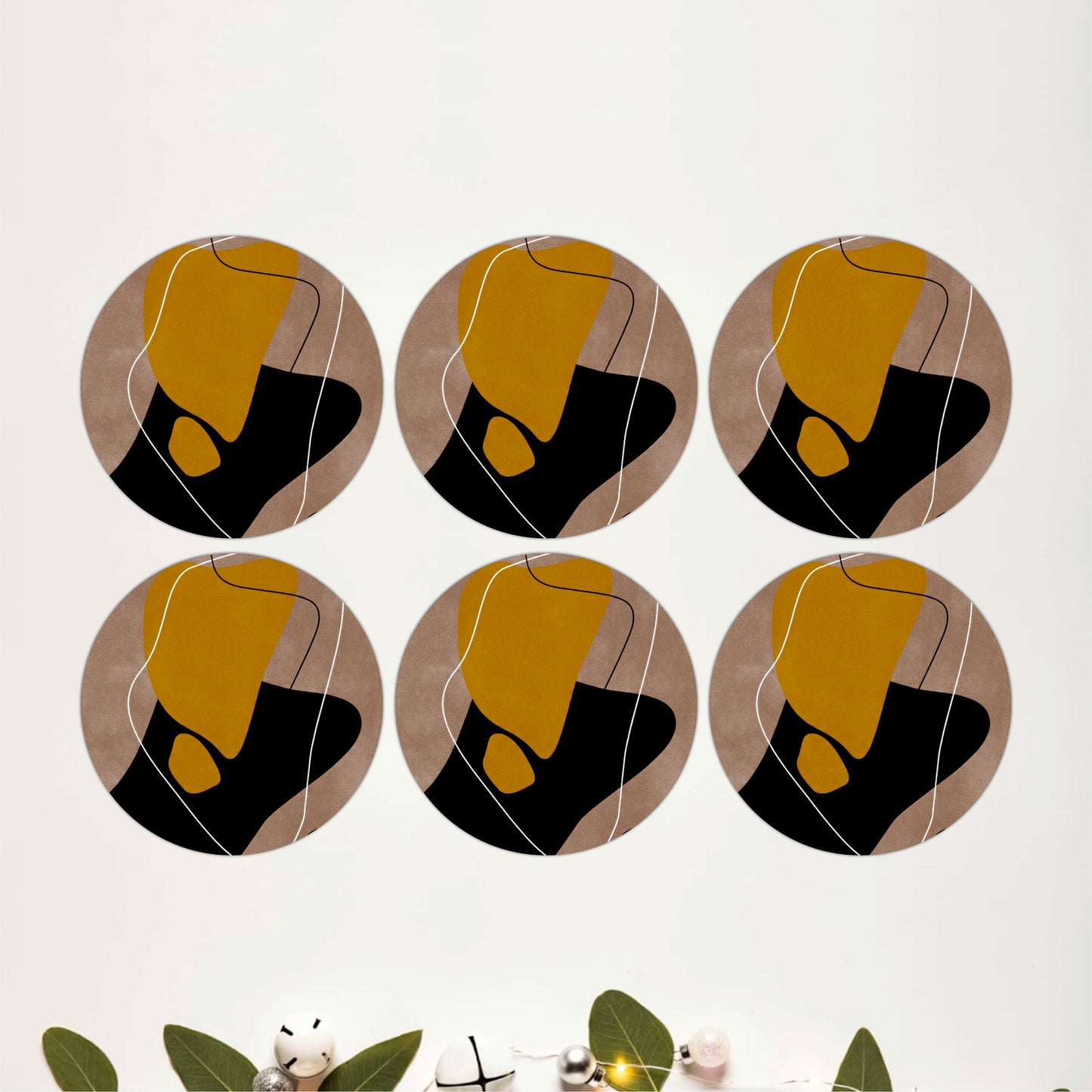 Modern Organic Abstract Wooden Coasters Set of 6
