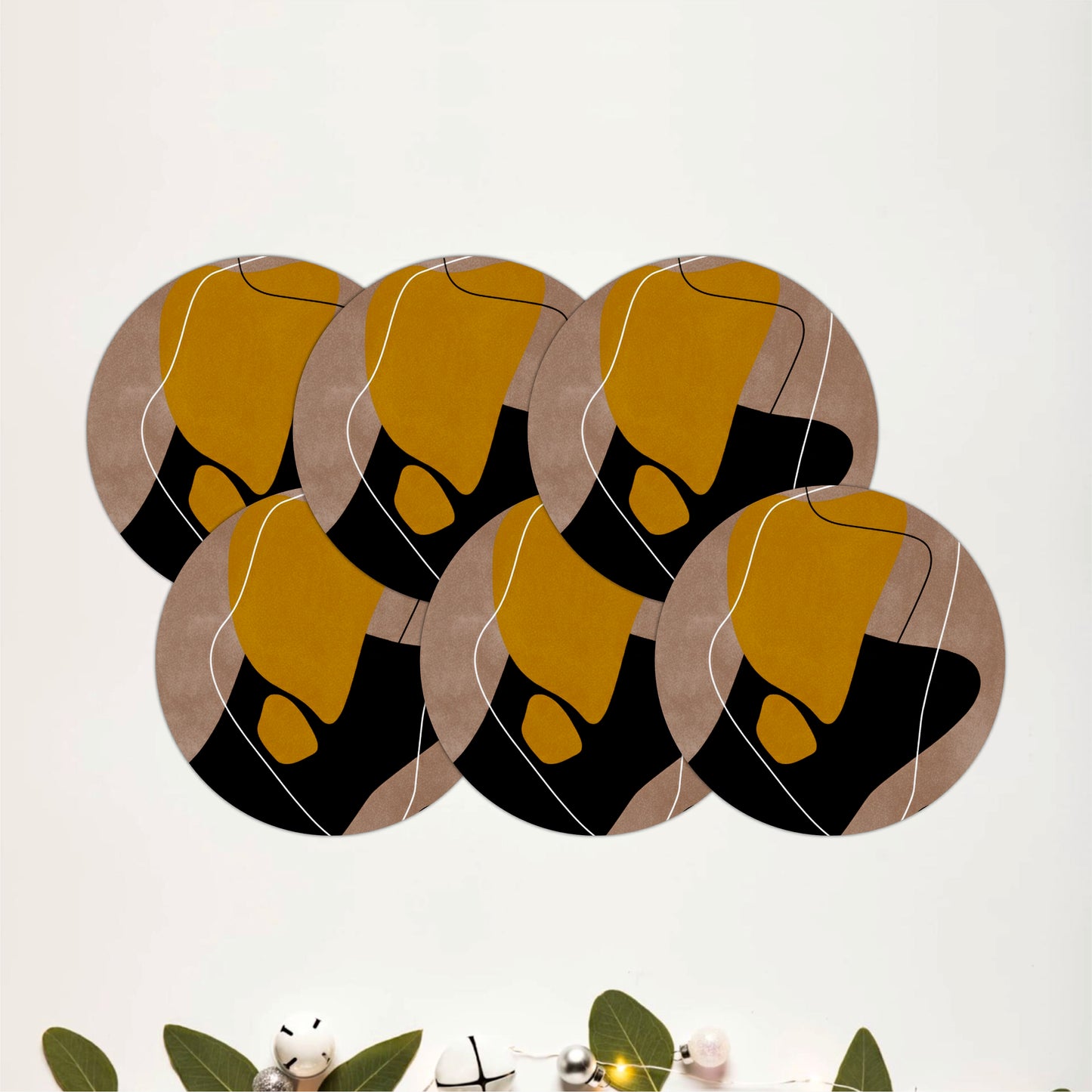 Modern Organic Abstract Wooden Coasters Set of 6