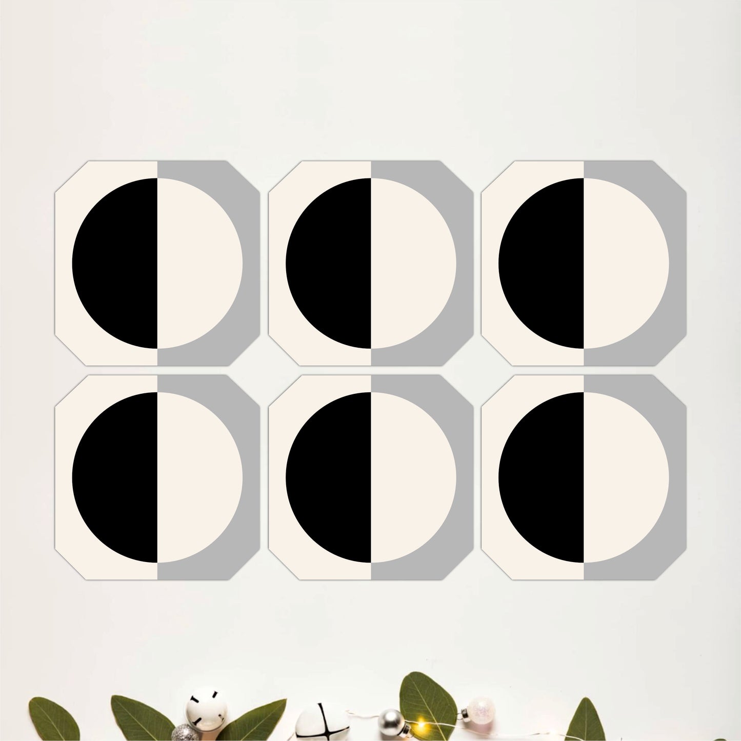 Minimal Geometric Eclipse Wooden Coasters Set of 6