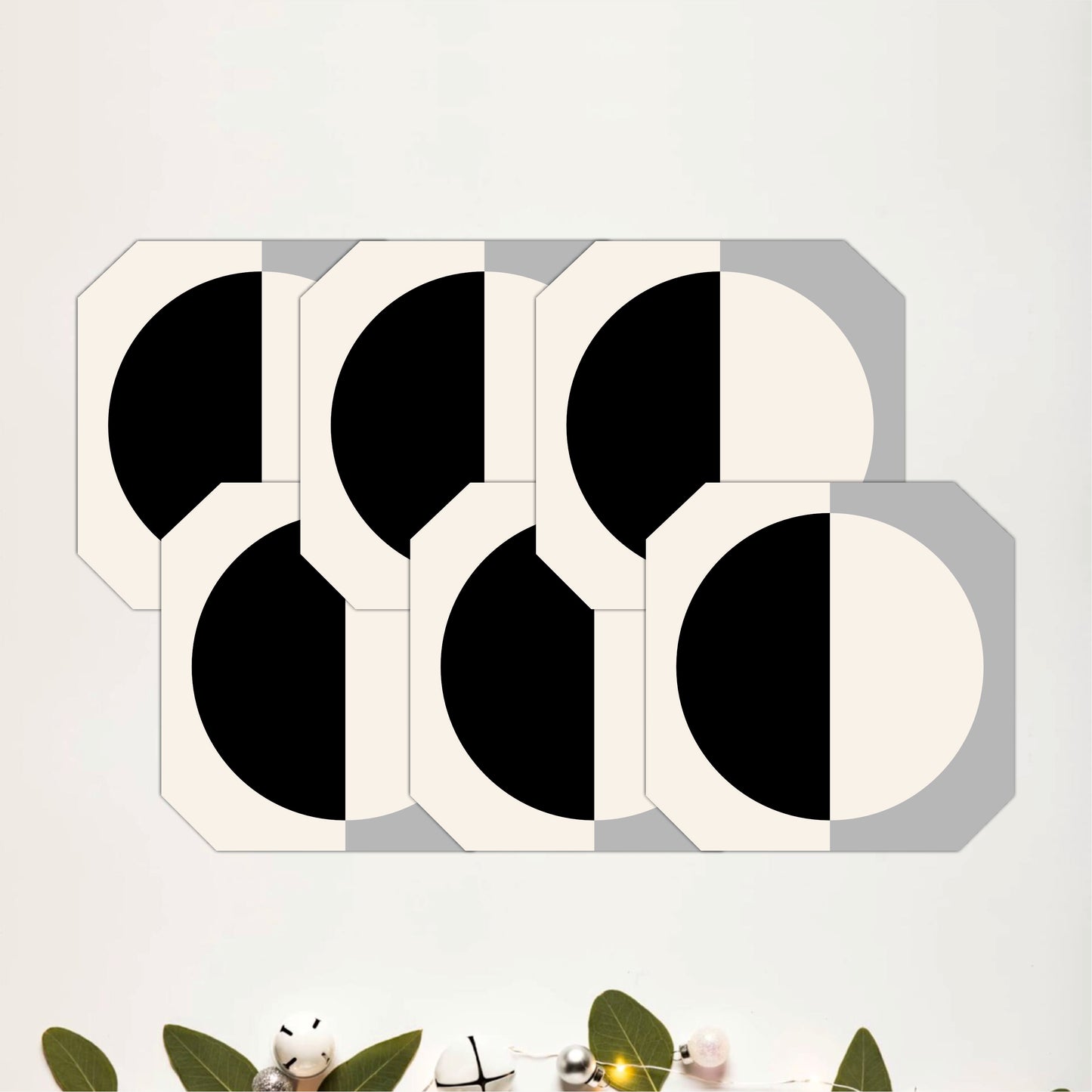Minimal Geometric Eclipse Wooden Coasters Set of 6
