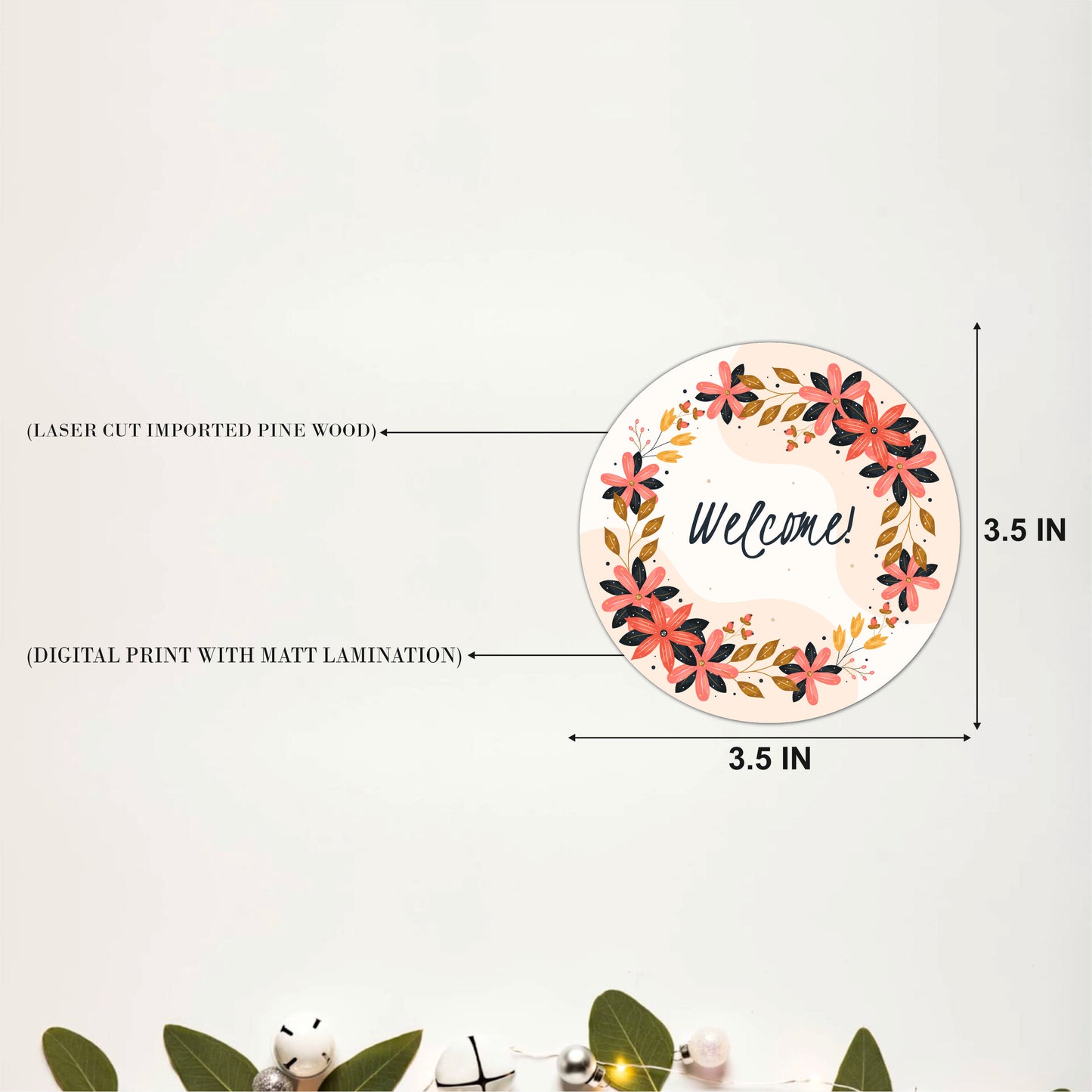 Rustic Floral Welcome Wooden Coasters Set of 4