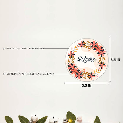 Rustic Floral Welcome Wooden Coasters Set of 4