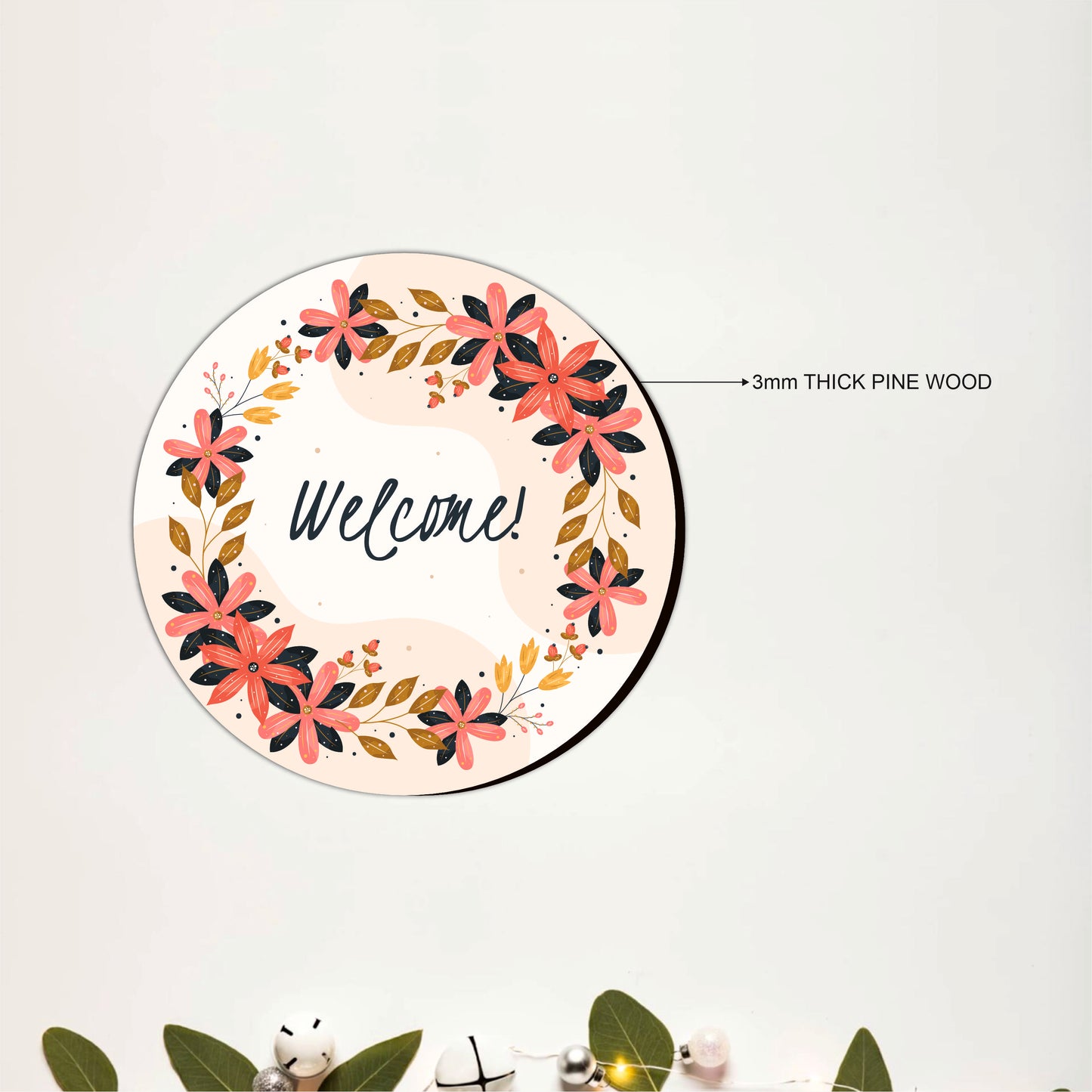 Rustic Floral Welcome Wooden Coasters Set of 4