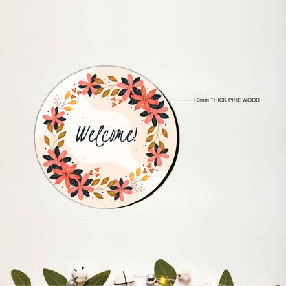Rustic Floral Welcome Wooden Coasters Set of 4