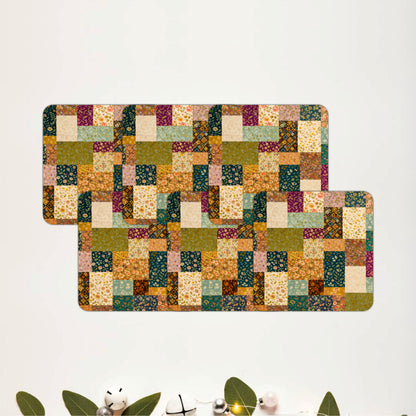 Vintage Patchwork Floral Wooden Coasters Set of 6