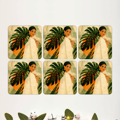 Coastal Wave Landscape Wooden Coasters Set of 6