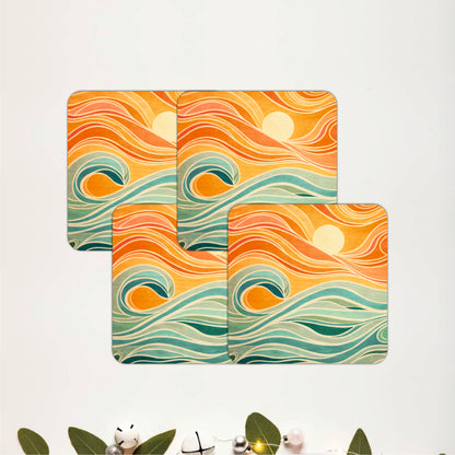 Coastal Wave Landscape Wooden Coasters Set of 6