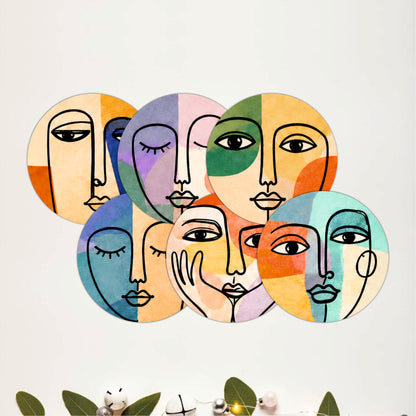 Dreamy Pastel Face Coasters Set Of 6